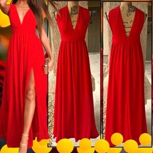 Lulus Heavenly Hues Red Maxi Dress Size M